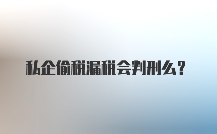 私企偷税漏税会判刑么？