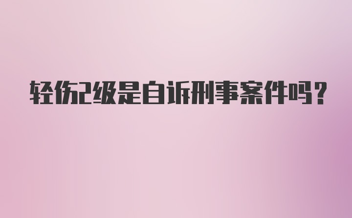 轻伤2级是自诉刑事案件吗？