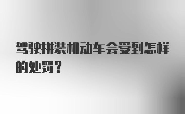 驾驶拼装机动车会受到怎样的处罚？