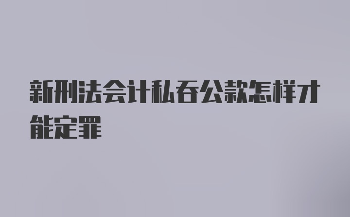 新刑法会计私吞公款怎样才能定罪