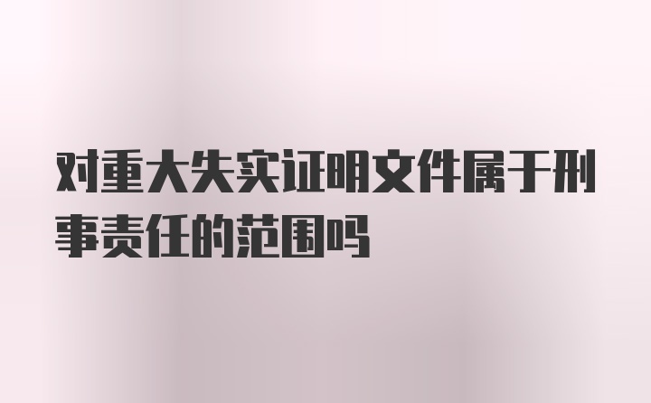 对重大失实证明文件属于刑事责任的范围吗