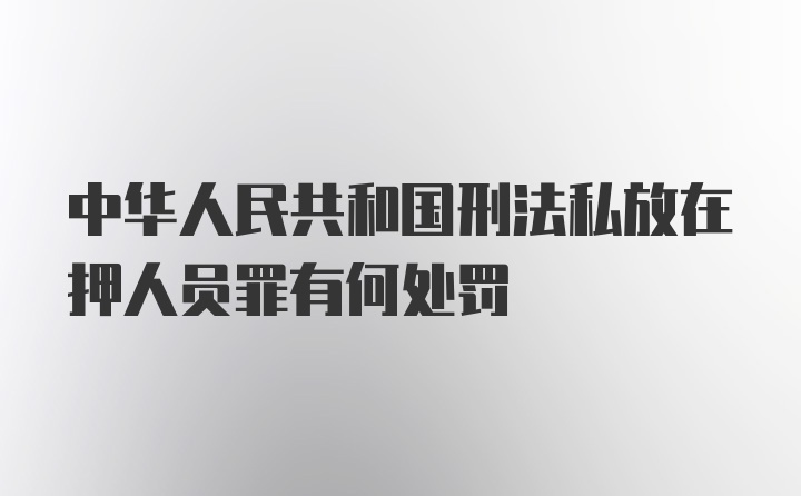 中华人民共和国刑法私放在押人员罪有何处罚
