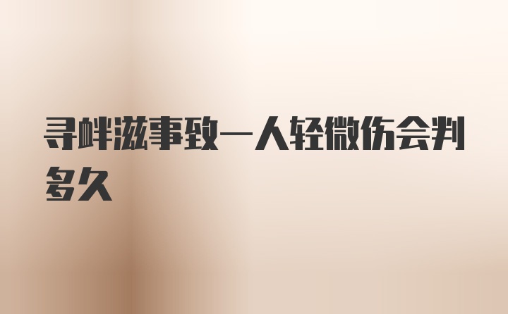 寻衅滋事致一人轻微伤会判多久