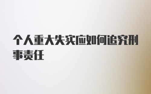 个人重大失实应如何追究刑事责任