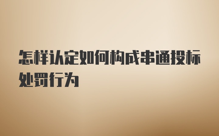 怎样认定如何构成串通投标处罚行为