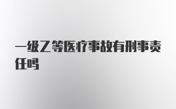 一级乙等医疗事故有刑事责任吗