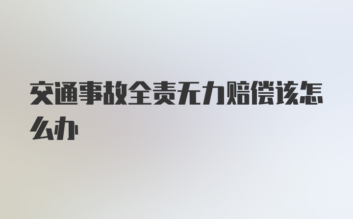 交通事故全责无力赔偿该怎么办