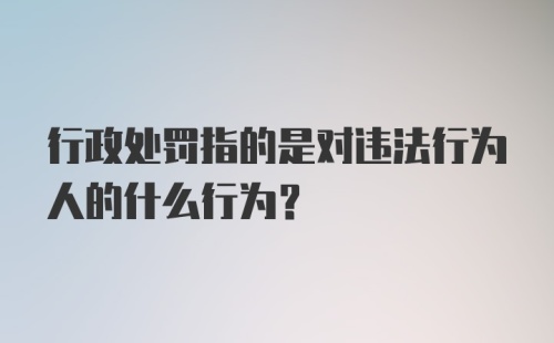 行政处罚指的是对违法行为人的什么行为？