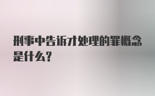 刑事中告诉才处理的罪概念是什么?