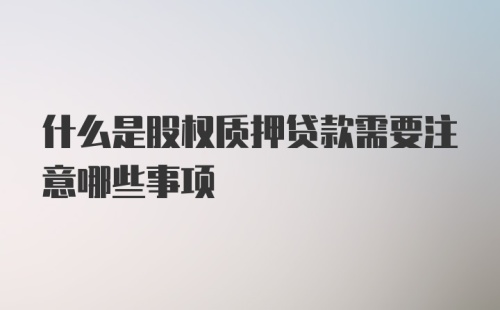 什么是股权质押贷款需要注意哪些事项