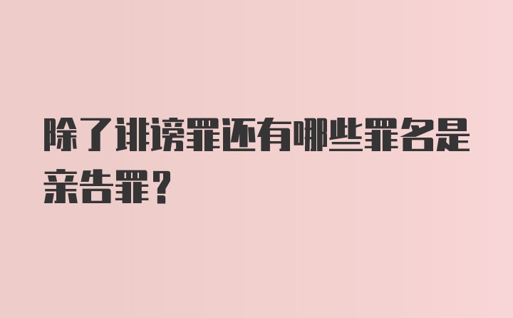 除了诽谤罪还有哪些罪名是亲告罪？