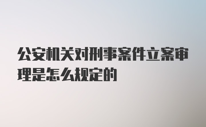 公安机关对刑事案件立案审理是怎么规定的