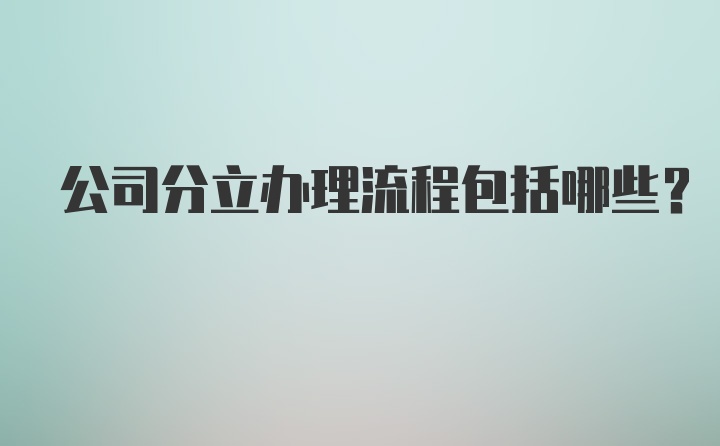 公司分立办理流程包括哪些？