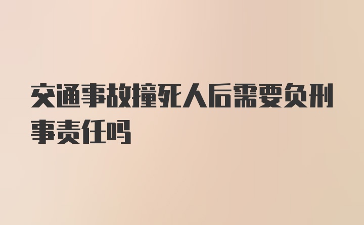 交通事故撞死人后需要负刑事责任吗