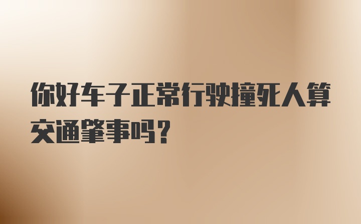 你好车子正常行驶撞死人算交通肇事吗？