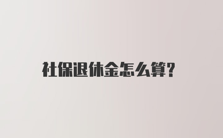 社保退休金怎么算？