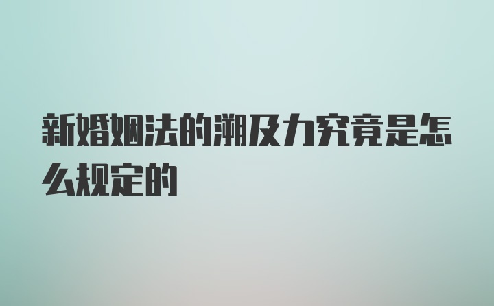 新婚姻法的溯及力究竟是怎么规定的