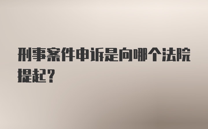 刑事案件申诉是向哪个法院提起？