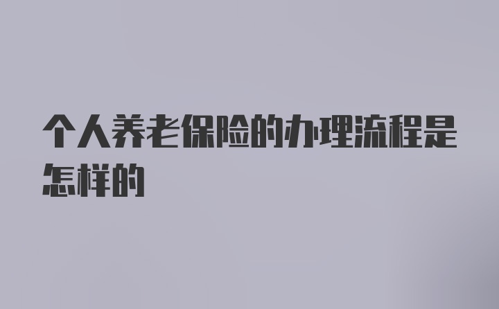 个人养老保险的办理流程是怎样的