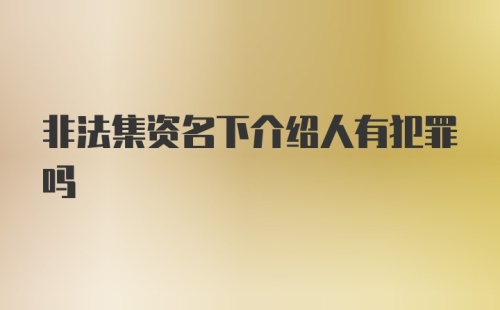 非法集资名下介绍人有犯罪吗