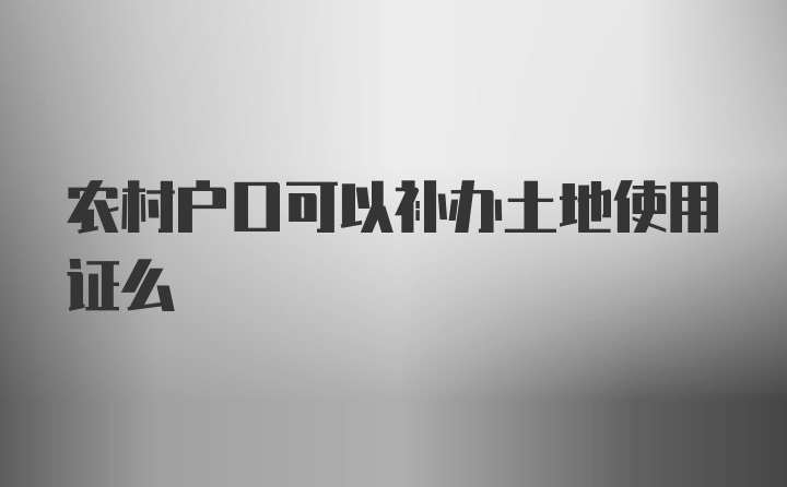 农村户口可以补办土地使用证么