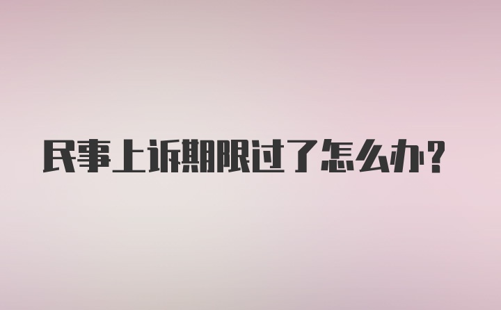 民事上诉期限过了怎么办？