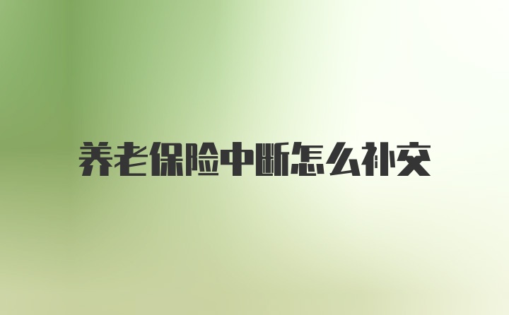 养老保险中断怎么补交