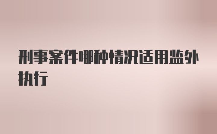 刑事案件哪种情况适用监外执行