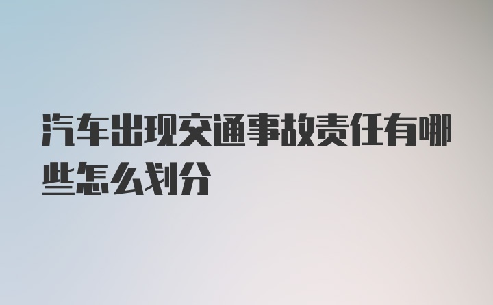 汽车出现交通事故责任有哪些怎么划分