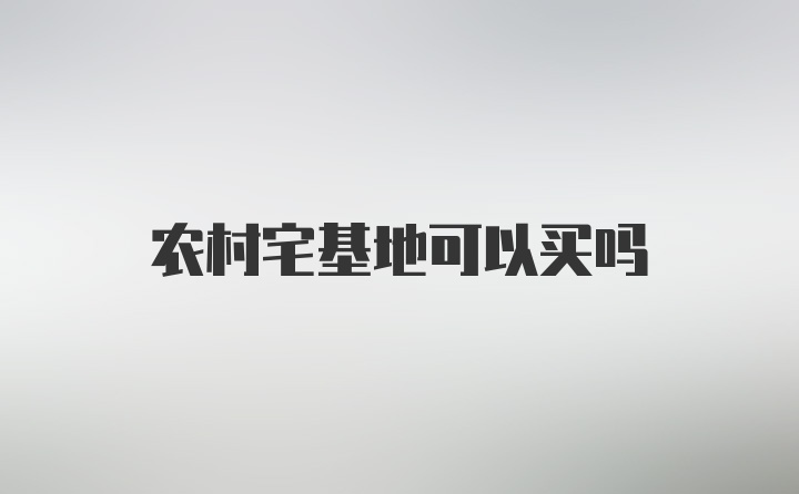 农村宅基地可以买吗