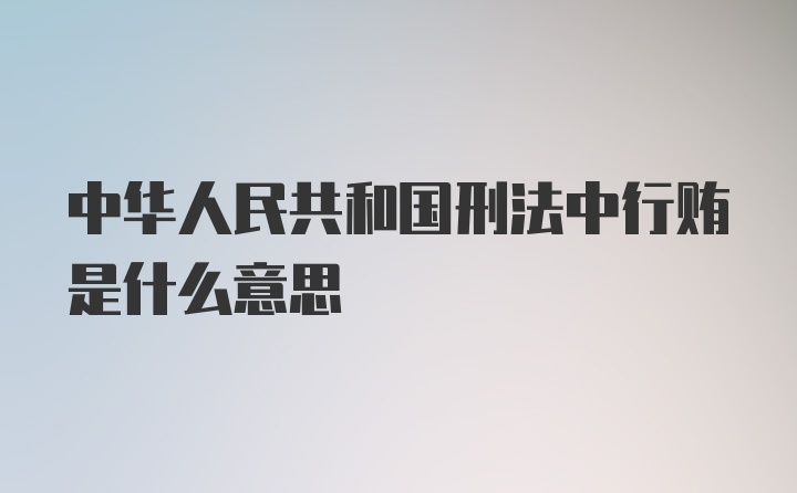 中华人民共和国刑法中行贿是什么意思