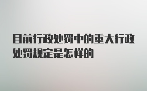 目前行政处罚中的重大行政处罚规定是怎样的