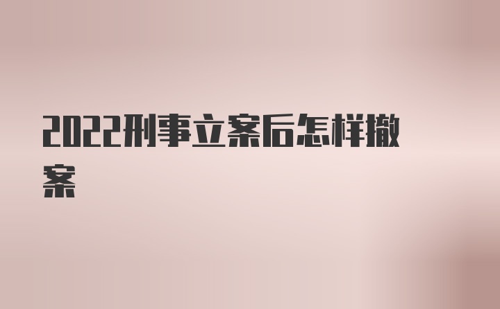 2022刑事立案后怎样撤案