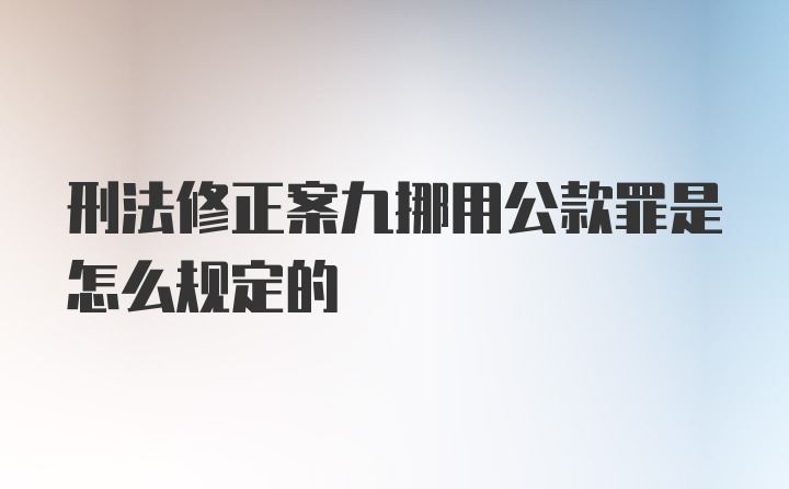 刑法修正案九挪用公款罪是怎么规定的