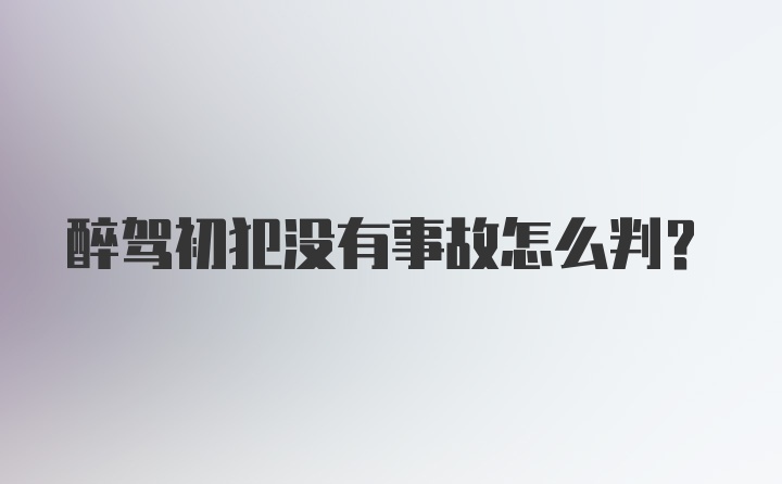 醉驾初犯没有事故怎么判？