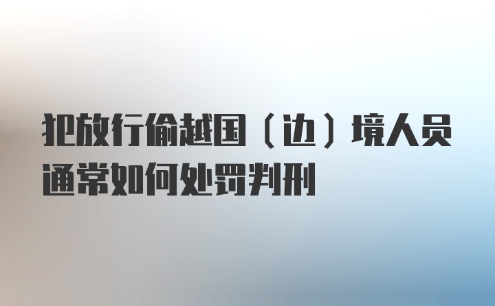 犯放行偷越国（边）境人员通常如何处罚判刑