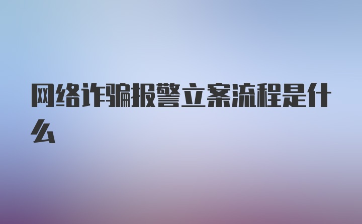 网络诈骗报警立案流程是什么