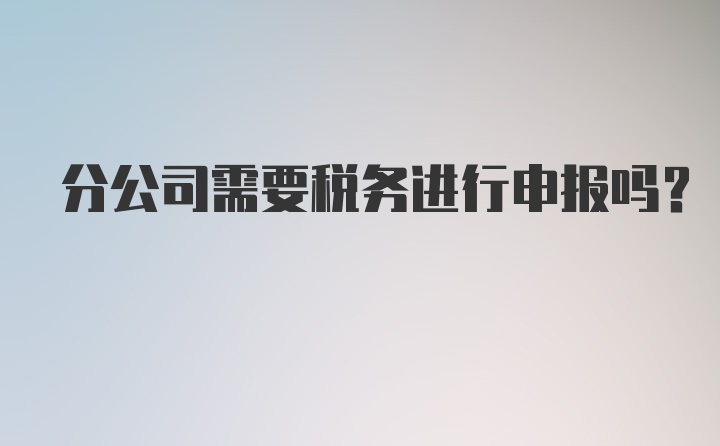 分公司需要税务进行申报吗？