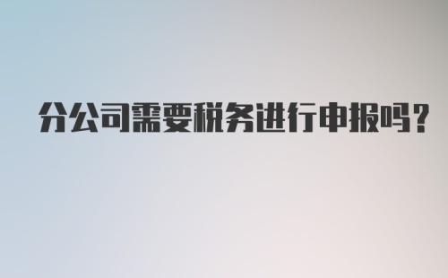 分公司需要税务进行申报吗？