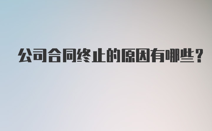 公司合同终止的原因有哪些？