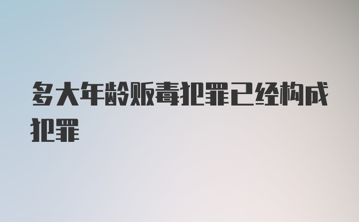 多大年龄贩毒犯罪已经构成犯罪