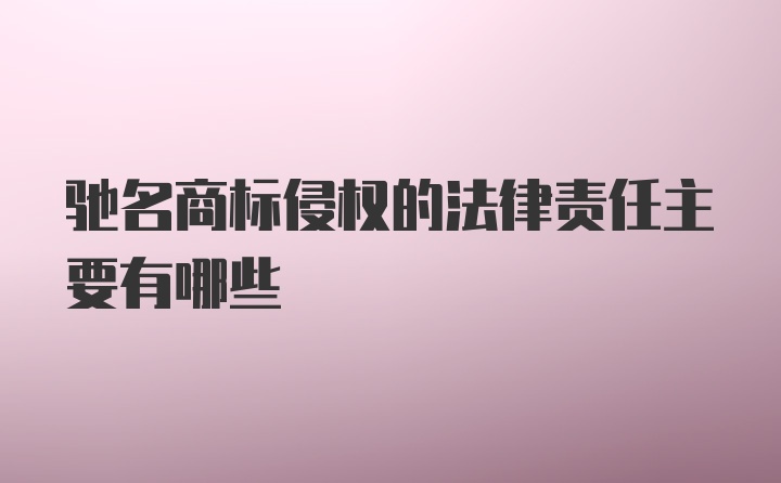 驰名商标侵权的法律责任主要有哪些