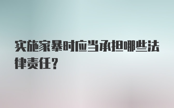 实施家暴时应当承担哪些法律责任？