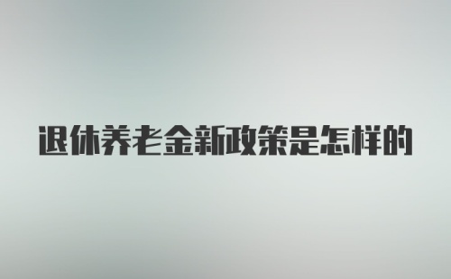 退休养老金新政策是怎样的