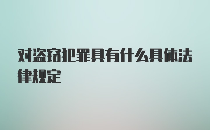 对盗窃犯罪具有什么具体法律规定