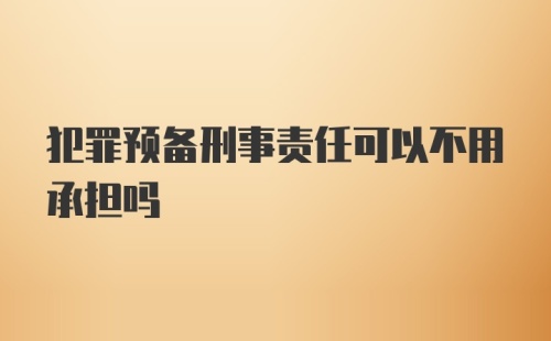 犯罪预备刑事责任可以不用承担吗