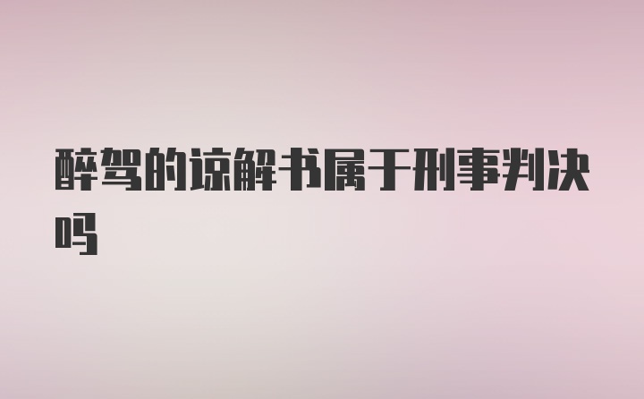 醉驾的谅解书属于刑事判决吗