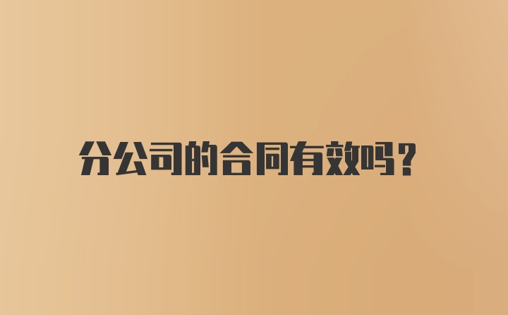 分公司的合同有效吗？