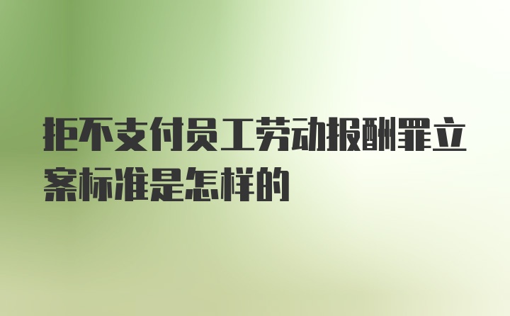 拒不支付员工劳动报酬罪立案标准是怎样的