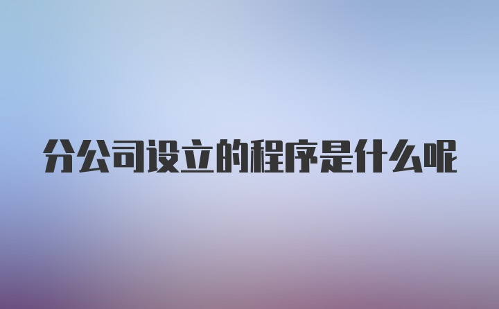 分公司设立的程序是什么呢